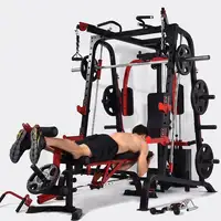 Multi-Function Smith Machine with Weight Stack