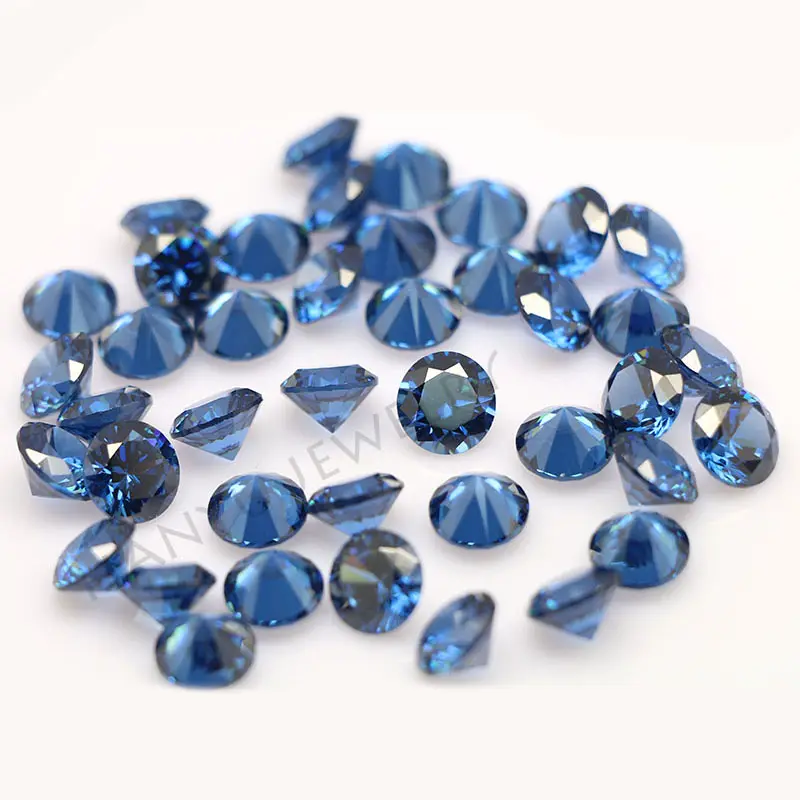 top quality sapphire blue glass gems synthetic quartz crystal cubic zirconia