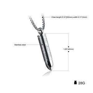 プロモ記念品アクセサリーシリンダー弾丸ステンレス鋼ペンダントネックレス - Product Image 5