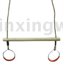 Barre de Trapèze en <span class=keywords><strong>bois</strong></span> Avec Anneaux pour Cadres D'escalade et Balançoires de Jardin - Product Image 2
