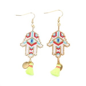 MI-E180067 Moyamiya Longue Miyuki Paume Accessoires Plage Femmes Main Perles de Riz Du Diable Yeux Dames Boucles D'oreilles - Product Image 6