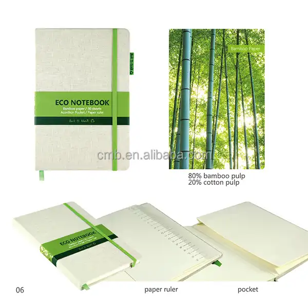 Logo EverGreen Bamboo Notebooks with Recycled Paper (80 Sheets)