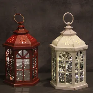 Christmas Decor Plastic White High Quality Battery Operated Moroccan Hanging Led Candle Lantern