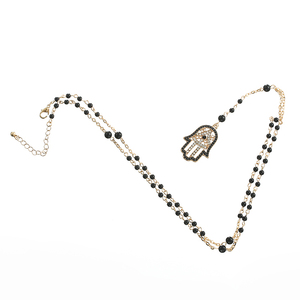 <span class=keywords><strong>Collana</strong></span> pendente a forma <span class=keywords><strong>di</strong></span> <span class=keywords><strong>mano</strong></span> <span class=keywords><strong>con</strong></span> perline <span class=keywords><strong>di</strong></span> cristallo nero lunga e fatta a <span class=keywords><strong>mano</strong></span> <span class=keywords><strong>di</strong></span> migliore qualità - Product Image 3