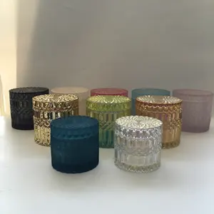 Groothandel Kleurrijke Glas Kaars Pot Met Deksel Kristalglas Snoeppot Twee Maten Hand Made Luxe Cookie Jar Met Glas deksel Br