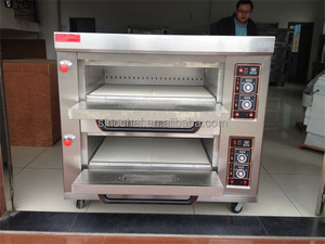 Équipement de boulangerie de cuisine / Four à <span class=keywords><strong>pizza</strong></span> au gaz à 2 étages et 4 plateaux avec <span class=keywords><strong>pierre</strong></span> céramique - Product Image 2