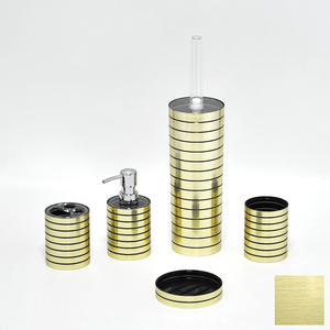 Accessoires de salle de bain à rayures dorés - Product Image 2