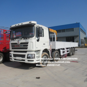 Shacman 8x4 12 375hp 8m شقة شاحنة رفع هيدروليكي شاحنة بذراع تليسكوبي رافعة 14 طن 16 طن - Product Image 4