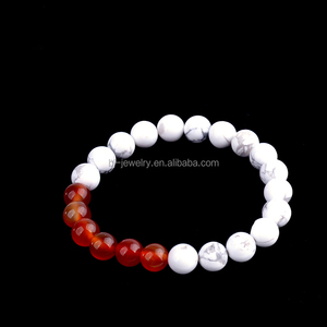 Mármol blanco de piedra <span class=keywords><strong>turquesa</strong></span> <span class=keywords><strong>coral</strong></span> Piedra Natural perlas pulsera del estiramiento de las mujeres - Product Image 5