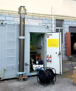 Torre de mastro de antena telescópica alta montada em reboque móvel e mastro telescópico de poste pneumático