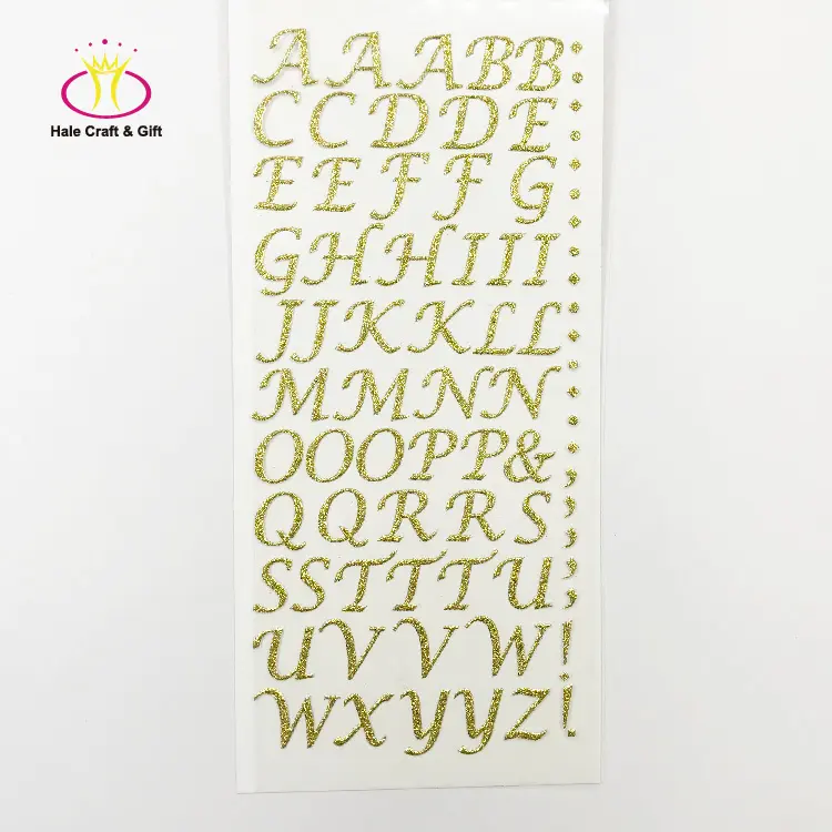 Renkli gümüş altın yapışkanlı Glitter vinil alfabe harf özel Mini kalıp kesim Sticker