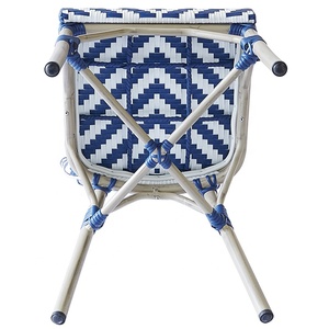 <strong>Blue</strong> White Outdoor Garden Restaurant Wicker Aluminum <strong>Dining</strong> Furniture Patio Cafe Rattan Bistro <strong>Chair</strong> - Product Image 5