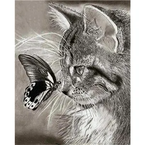 Diamant broderie décoration de la maison diamant peinture de strass diamant mosaïque chat et papillon photo passe-temps - Product Image 1