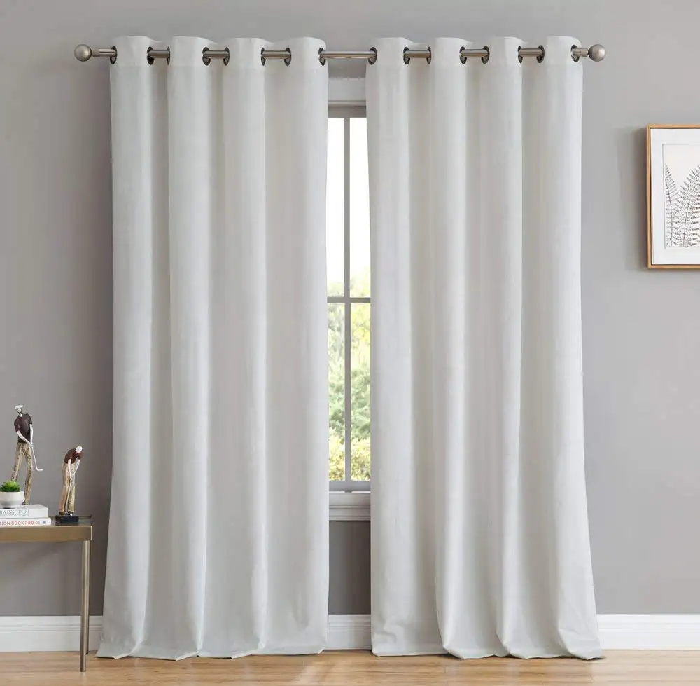 New Product High Quality Soft White Velvet Fabric Panels Blackout Curtain Perforated Curtain with Blackout Fabric