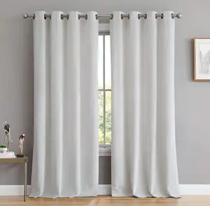 Panneaux en tissu velours doux blanc, nouveau produit de, haute qualité, rideau perforé avec occultant