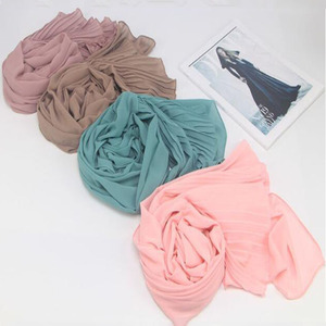 Plain Big Size Half Wrinkle Stitching Hotspot Headscarf <strong>of</strong> Hui Malaysia Shawl Crepe Chiffon Hijab