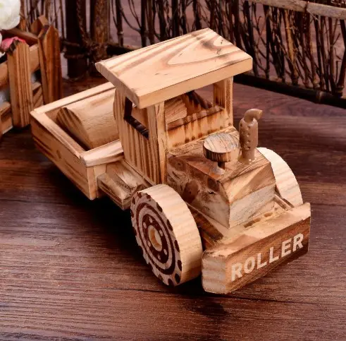 Automobile en bois naturel, 20 pièces, chariot à roulettes, décoration pour un modèle