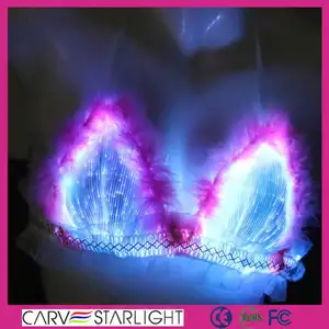 2015 novo design de moda led fibra óptica night club sexy lingerie bra