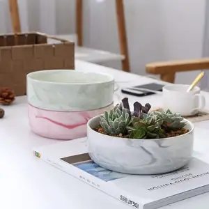 Pot Tanaman Kaktus Sukulen Bulat Keramik Putih Modern 6 Inci, Pot Pot Digunakan dengan Bunga/Tanaman Hijau, Dekorasi Seni Lapisan Dalam Kotak Mendukung