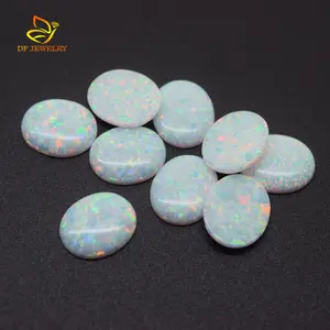 Dafei synthetic opal stone flat back oval heart cabochon white for jewelry and decorative synthetic (lab created)