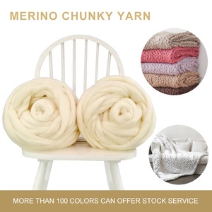Fil de laine mérinos multi-couleurs, 100g gratuit échantillon, vente en gros, pour couverture géante faite à la main et épaisse - Product Image 3