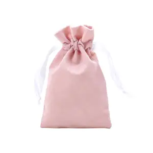 Stampati personalizzati rosa velluto gioielli cosmetici sacchetto del regalo coulisse velvet pouch