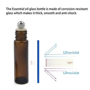 Rotolo di vetro ambrato da <span class=keywords><strong>10</strong></span> <span class=keywords><strong>ml</strong></span> su bottiglia a rullo per profumo di olio essenziale con sfera rimovibile in acciaio inossidabile - Product Image 4