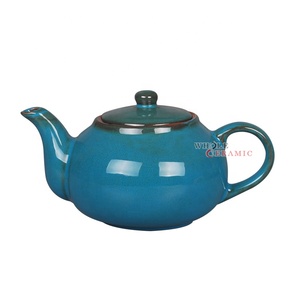 Buona qualità gres reattiva smalto a <span class=keywords><strong>due</strong></span> tonalità di blu <span class=keywords><strong>set</strong></span> di stoviglie ciotole tazze piatti tazza e piattino Teiera Zucchero Ciotola di Crema brocca - Product Image 2