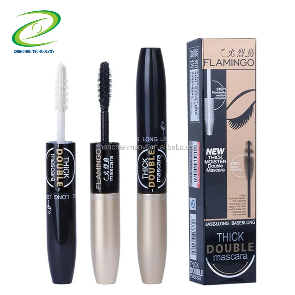 Hot Nieuwe Flamingo mascara Zwart Verlenging Gebogen 3D fiber waterdichte mascara