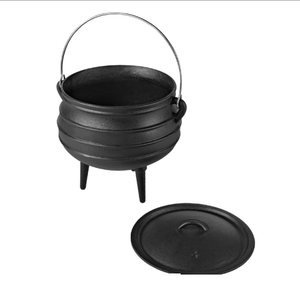 Équipement de restaurant, cuisine, potjie en fonte à 3 pieds avec couvercle - Product Image 3