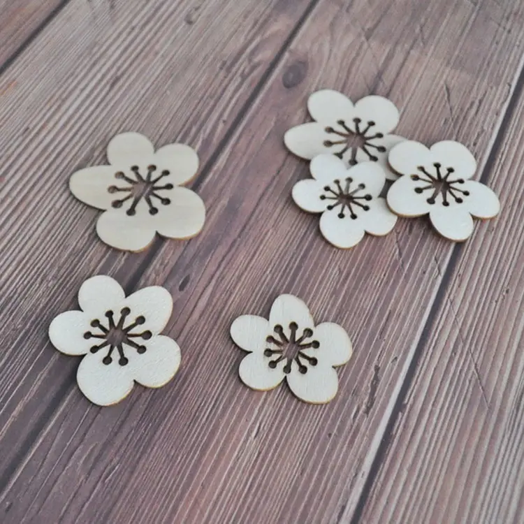 Formas de flor de madeira personalizada corte a laser corte em madeira para diy