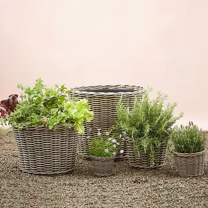 Flower Garden Weather Wicker Cono Planter