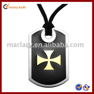 Enamal Noir Jérusalem Croix Pendentif Chien Tag Pendentif - Product Image 1