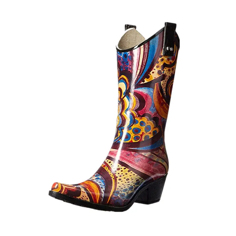 Invierno รองเท้ายางกันฝนส้นสูงสำหรับผู้หญิง,รองเท้าบูทคาวบอยขายส่งแบบกำหนดเองกันน้ำกันลื่น