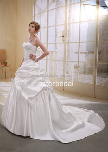 A-Line Strapless Arrastrarse Largo vestido <span class=keywords><strong>de</strong></span> Novia <span class=keywords><strong>de</strong></span> Cuentas Y Arrugada AS01102 - Product Image 2