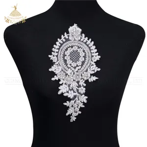 แผ่นผ้าแบบเย็บติดลูกปัดคริสตัลรูปดอกไม้,แผ่นประดับพลอยเทียมไข่มุกสำหรับตกแต่งแบบสายรัด - Product Image 1