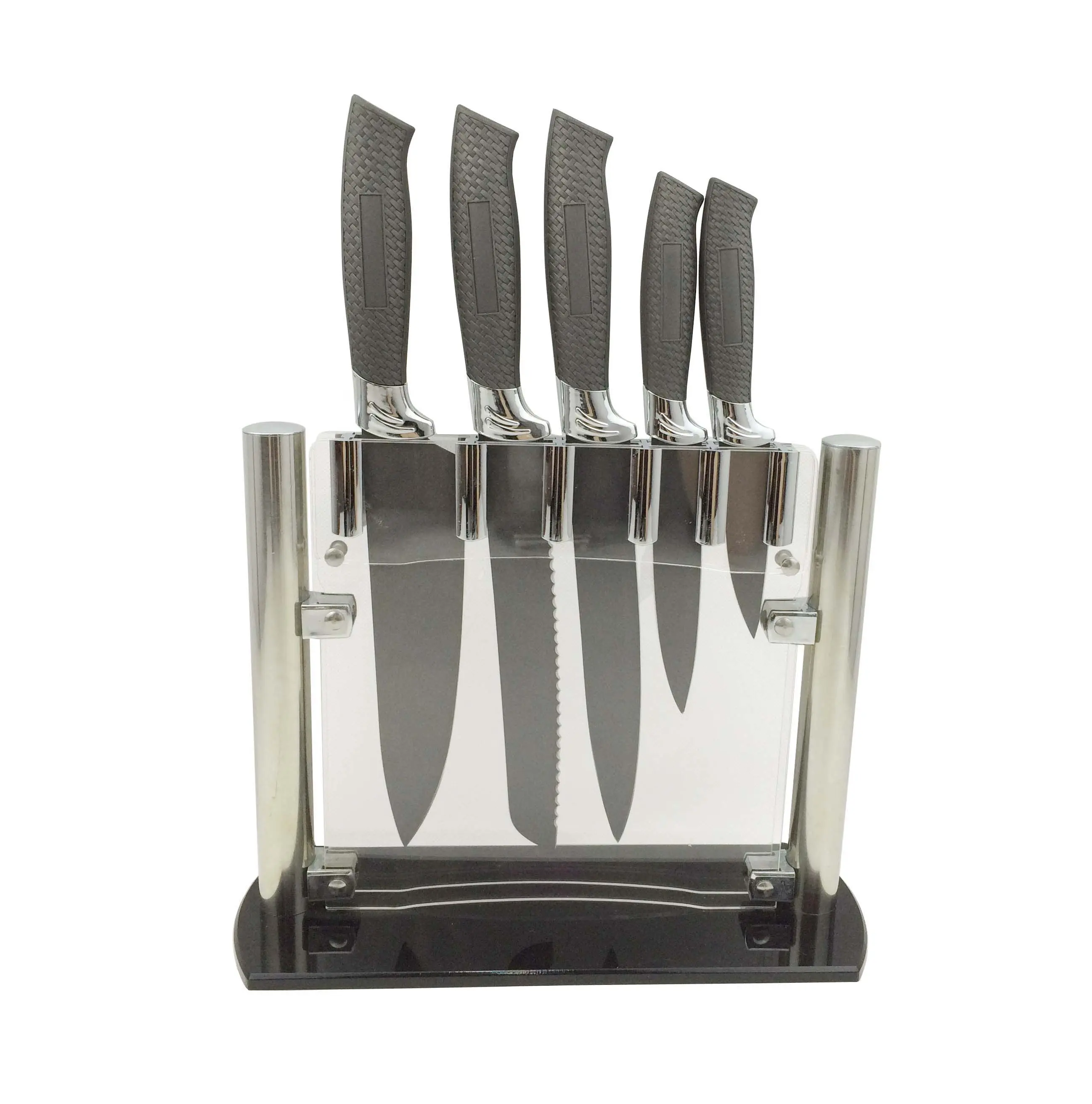 5 PCS Colorful Kitchen Knife Set with Acrylic Knife Holder