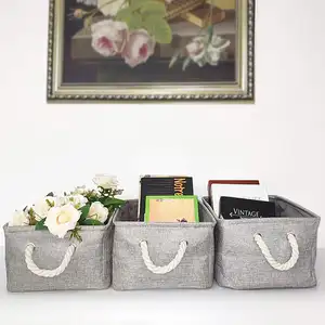 Foldable Closet Organizer Container Basket Bins Fabric Set Of 3 Cube Storage Boxes With Dual Handles