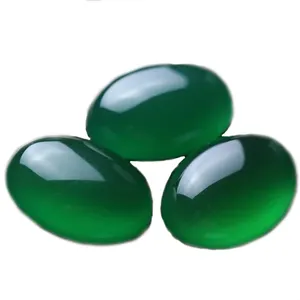 Dark Green Natural Oval Cut Chalcedony Gemstone for Pendant Jewelry