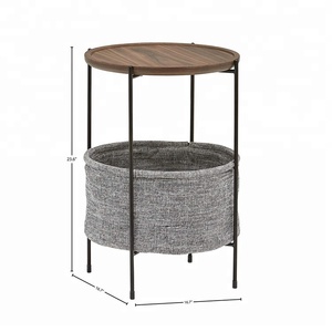 Căn cứ đen trắng đồ nội thất phòng khách kim loại khung bàn tròn đồ nội thất vải lưu trữ Bàn cà phê - Product Image 5