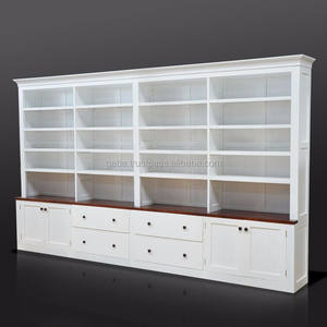 Armoire de bibliothèque en bois massif de couleur blanc acajou, modèle Canbera - Product Image 2