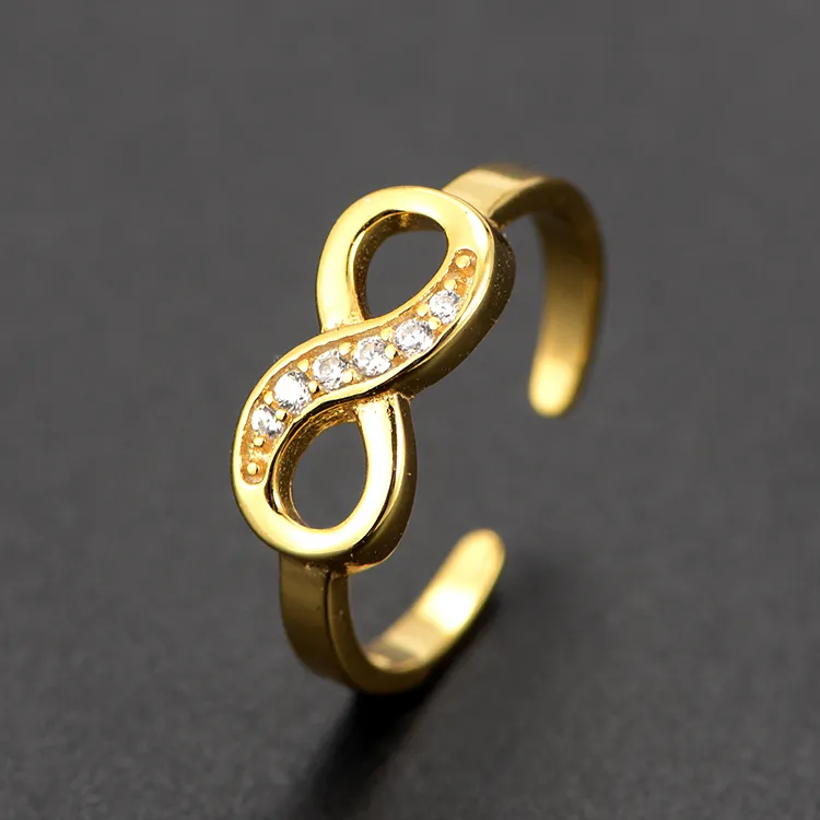 Wholesale simple women accessories design cubic zirconia infinity toe ring