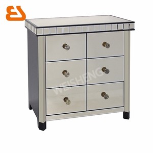 3 cajones <span class=keywords><strong>champagne</strong></span> espejo gabinete negro con patas de madera - Product Image 2