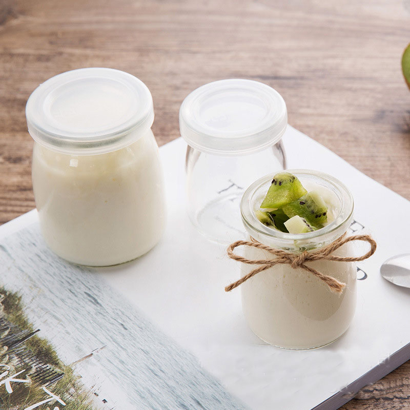 Customized mini glass milk bottle Lead free transparent glass yogurt bottle