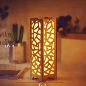 Đèn LED Trang Trí Bàn Lễ Hội Giáng Sinh, Đèn Hình Ngôi Sao Cổ Điển Bằng Gỗ Màu Trắng Ấm Áp