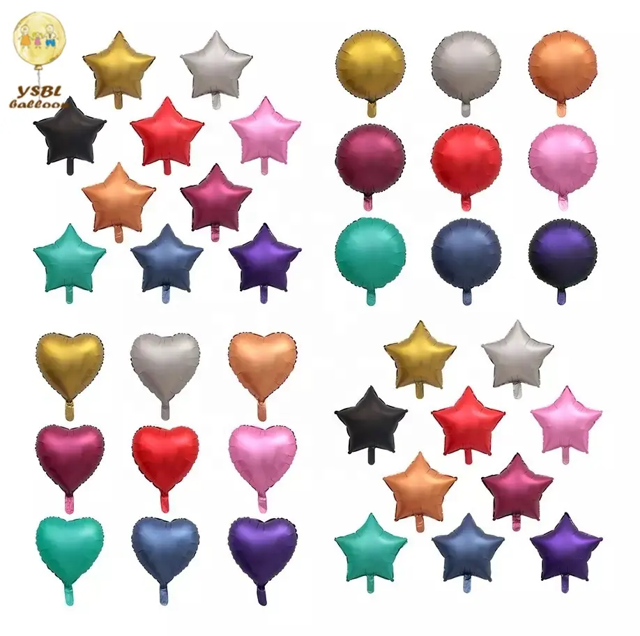 Atacado redondo coração estrela em forma metálica balão para decoração do partido