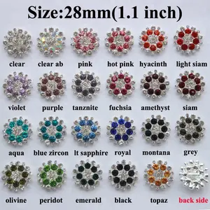 Vendita calda 28mm Flatback di Cristallo Strass Button Per Fiore Capelli di Nozze Abbellimento Perla Pulsante Accessori FAI DA TE LSRB05019