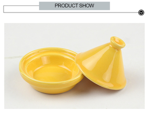 Grès jaune brillant, mini tagine marocaine avec couvercle spécial, 2 pouces - Product Image 2