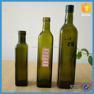 Botella de vidrio con tapas de color verde <span class=keywords><strong>oscuro</strong></span>, botella de aceite de oliva para cocinar con tapas de aluminio - Product Image 2