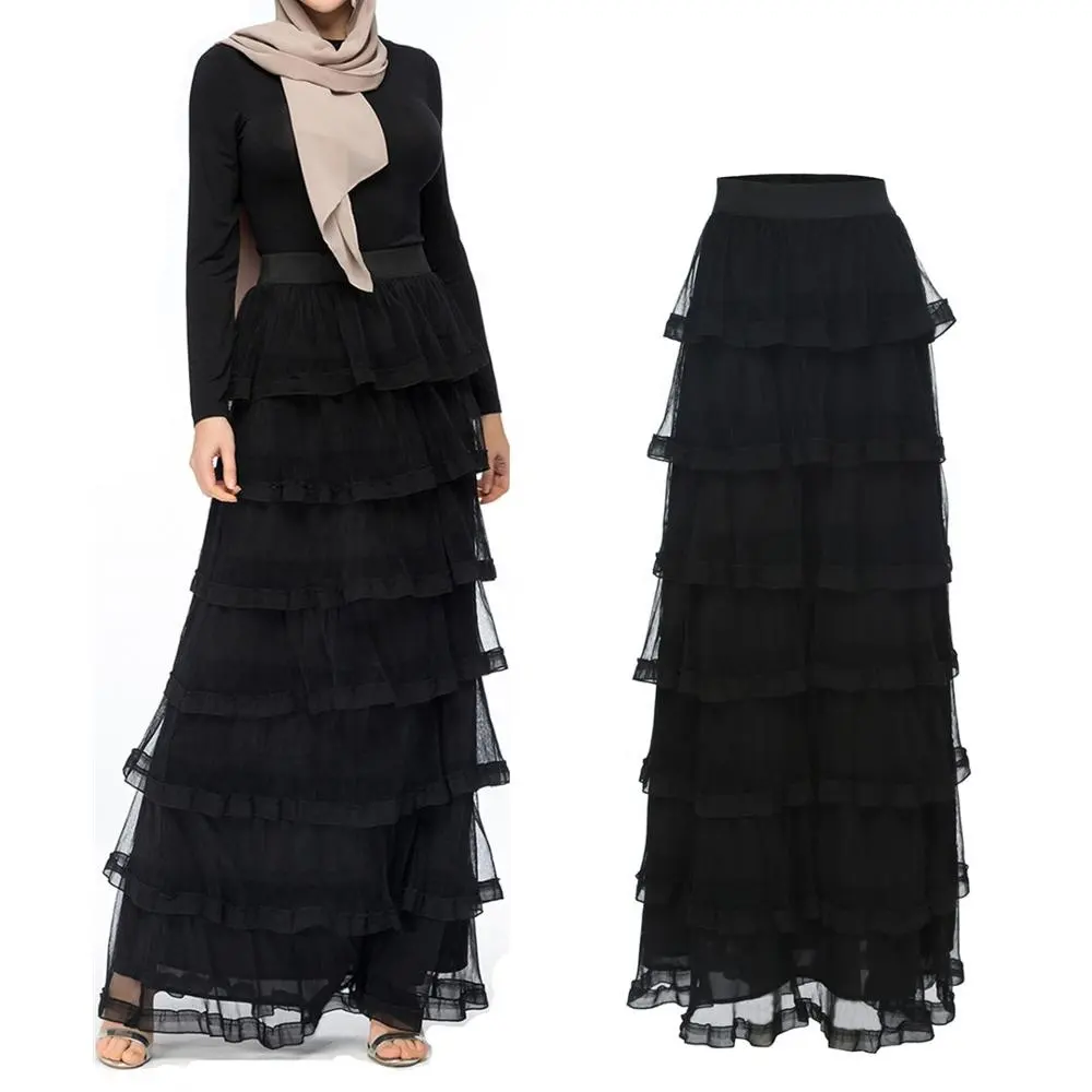 New arrival full lace layered long mesh skirts